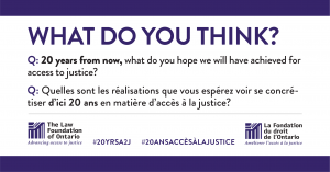 Twenty years from now, what do you hope we will have achieved for access to justice?
