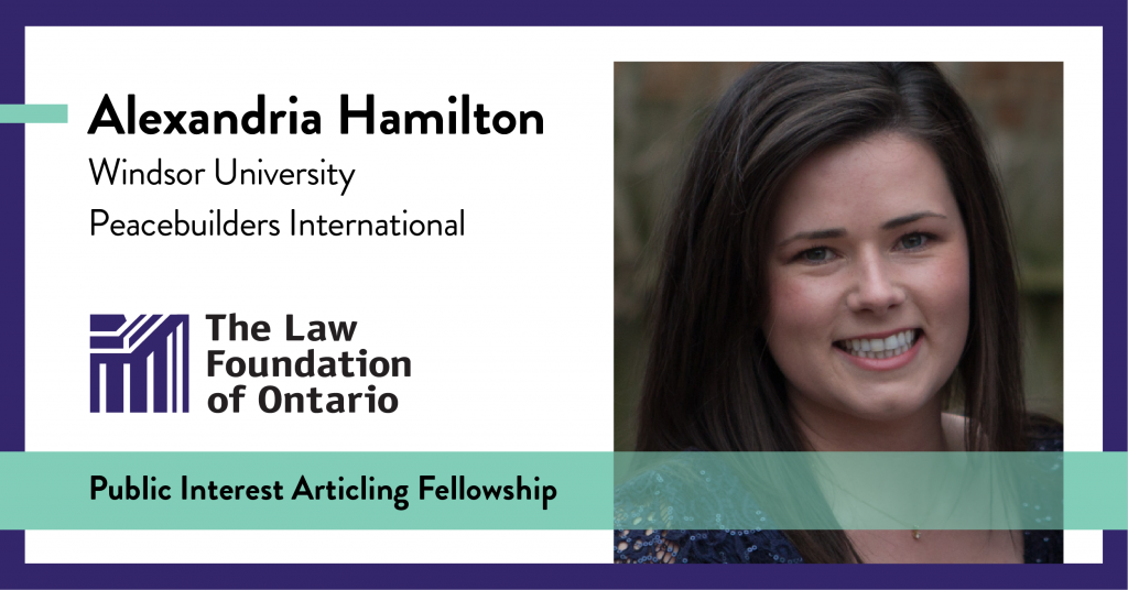 Alexandria Hamilton, Windsor University, Peacebuilders International