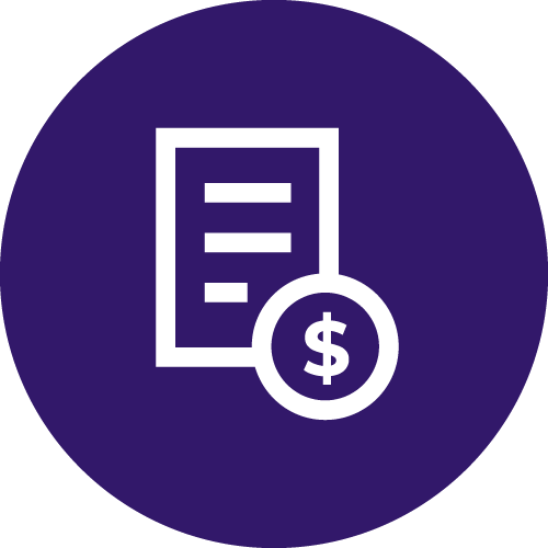 Icon showing document and dollar sign