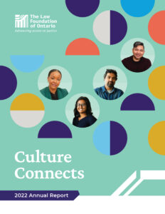 Report cover showing photos of 4 people in colourful circles and text that says "Culture Connects, 2022 Annual Report"