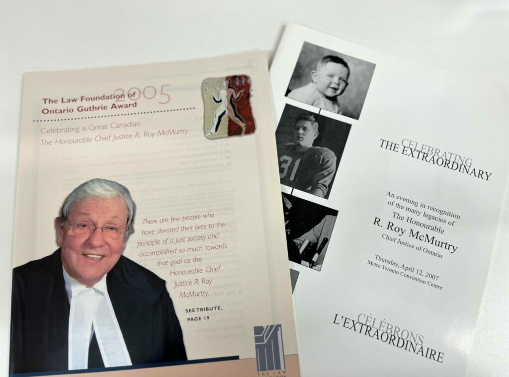 Two booklets that are tributes to Roy McMurtry